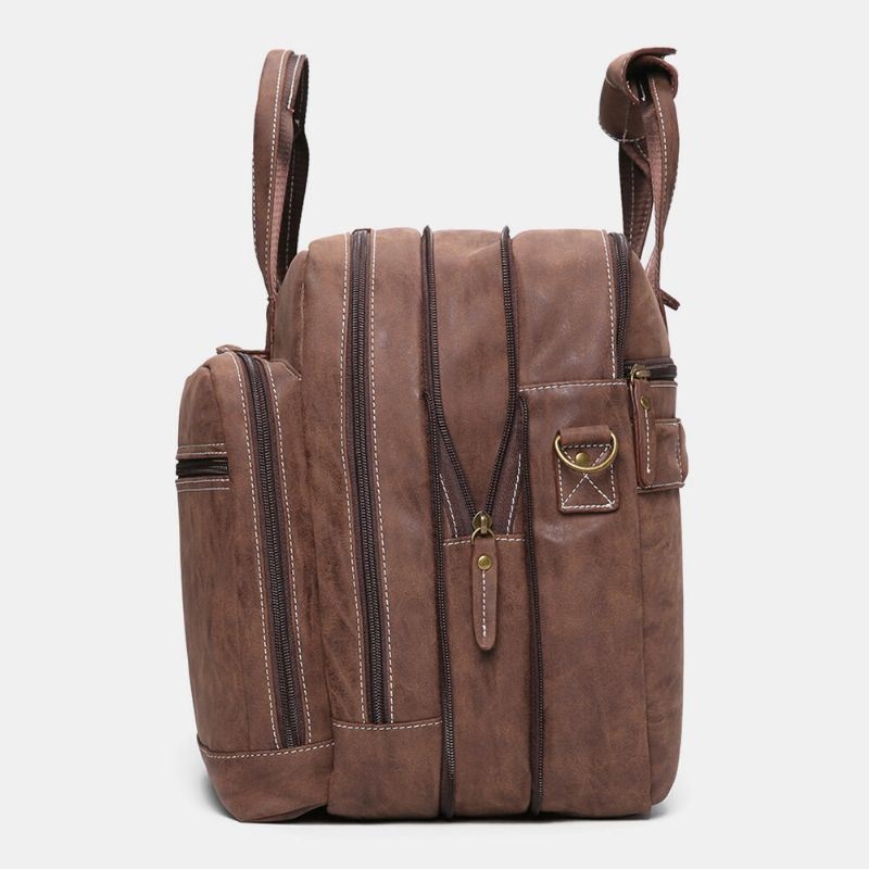 Mężczyźni Wielofunkcyjna Wielofunkcyjna Torba Nauczyciela W Stylu Vintage O Dużej Pojemności 15.6 Cal Torby Na Laptopa Teczki Torba Na Ramię Crossbody Torebka