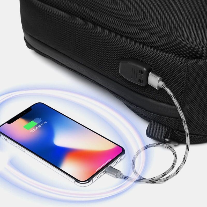 Męska Ładowana Przez Usb Wielo-kieszeniowa Przeciwkradzieżowa Wodoodporna Zewnętrzna Torba Crossbody Torba Na Klatkę Piersiową Torba Na Ramię