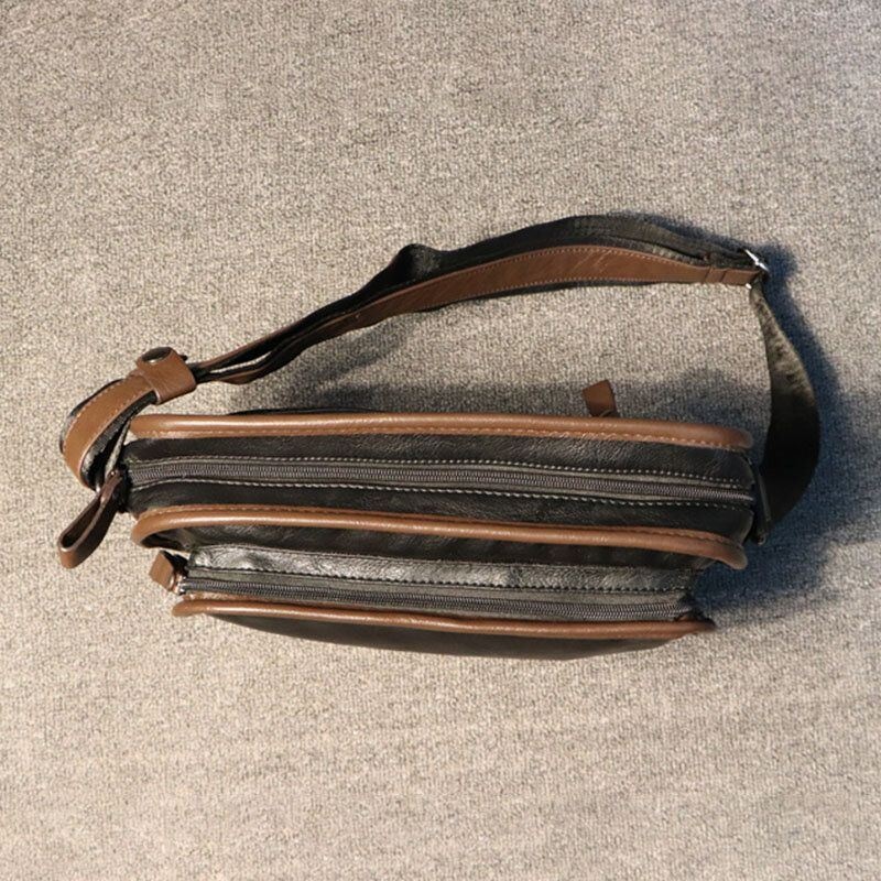 Męska Miękka Skórzana Tylna Antykradzieżowa Kieszonkowa Torebka Crossbody Messenger Torba Na Ramię