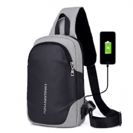 Męska Nylonowa Wodoodporna Torba Na Klatkę Piersiową O Dużej Pojemności Torba Crossbody Z Ładowaniem Usb