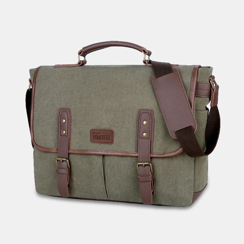 Męska Płócienna Z Wieloma Kieszeniami Odporna Na Zużycie Torba Biznesowa W Stylu Vintage Torba Na Laptopa Torba Crossbody Torebka