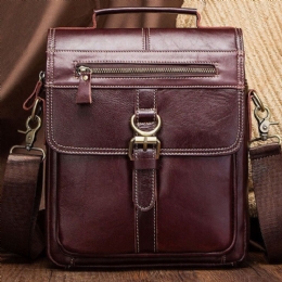 Męska Skóra Bydlęca Z Prawdziwej Skóry W Stylu Retro Z Wieloma Kieszeniami Wielowarstwowa Torba Crossbody