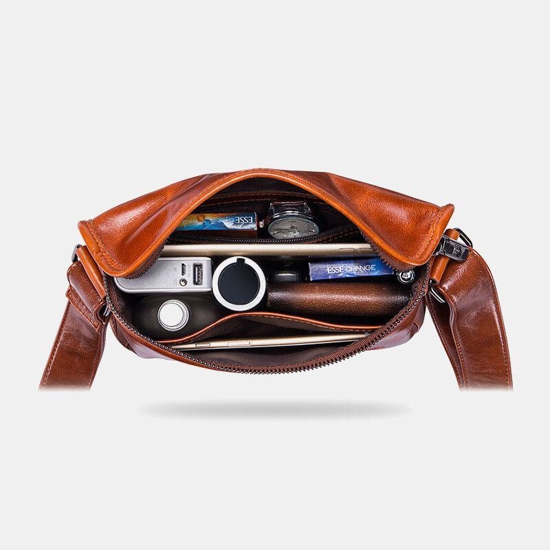 Męska Skórzana Antykradzieżowa Odporna Na Zużycie 7.9 Cala Ipad Vintage Kwadratowa Torba Crossbody Torba Na Ramię