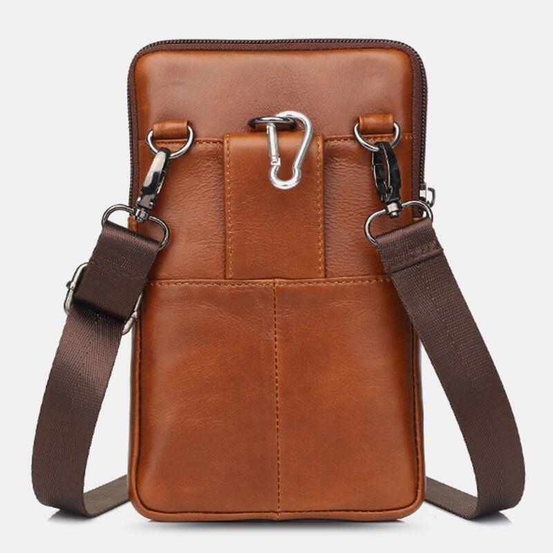 Męska Skórzana Skóra Bydlęca Vintage Business 6.5-calowa Torba Na Telefon Torba Crossbody Torba Na Pas Torba Na Ramię