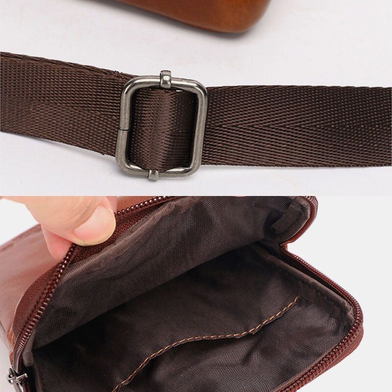 Męska Skórzana Skóra Bydlęca Vintage Business 6.5-calowa Torba Na Telefon Torba Crossbody Torba Na Pas Torba Na Ramię