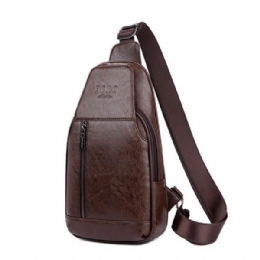 Męska Skórzana Wielofunkcyjna Torba Na Klatkę Piersiową Wypoczynek Outdoor Sports Crossbody Bag Torba Na Ramię