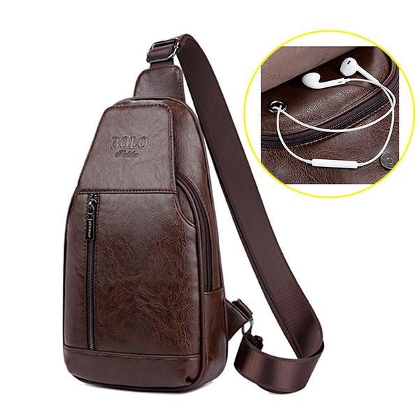 Męska Skórzana Wielofunkcyjna Torba Na Klatkę Piersiową Wypoczynek Outdoor Sports Crossbody Bag Torba Na Ramię