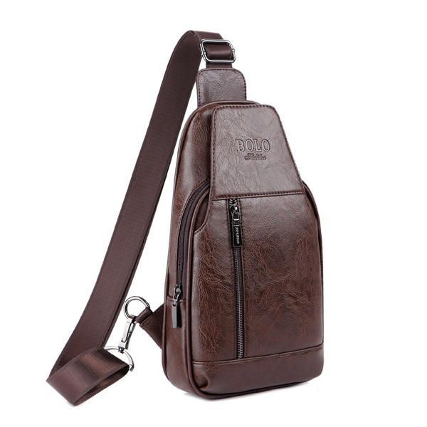 Męska Skórzana Wielofunkcyjna Torba Na Klatkę Piersiową Wypoczynek Outdoor Sports Crossbody Bag Torba Na Ramię