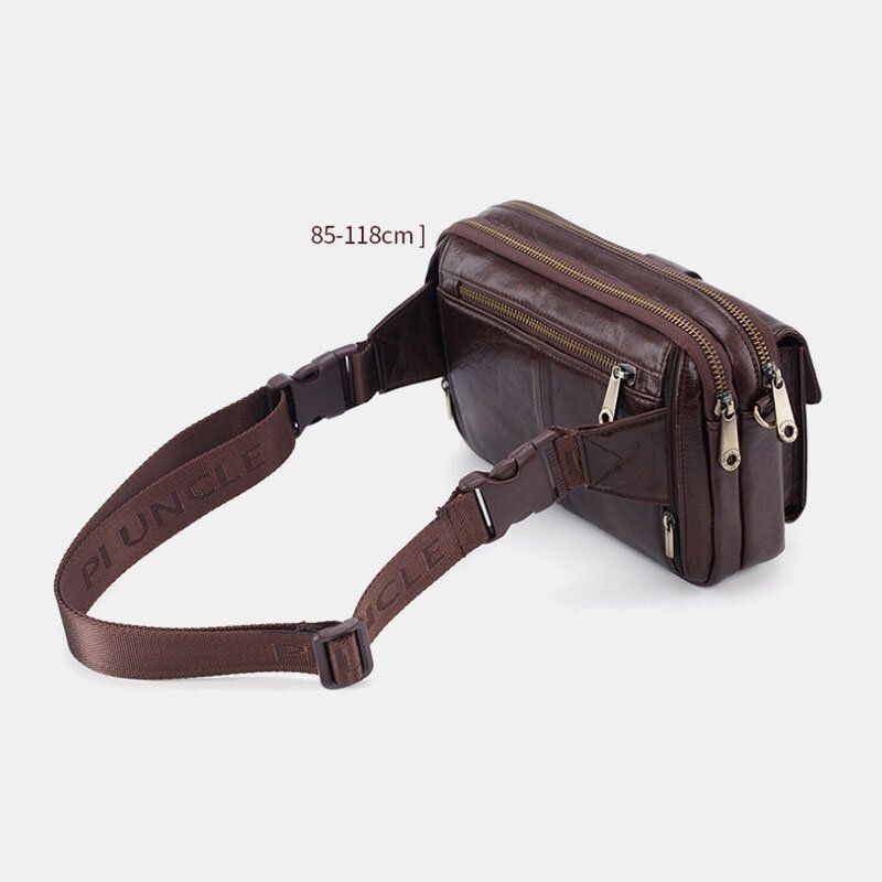 Męska Skórzana Wielofunkcyjna Torba Na Ramię W Stylu Retro W Talii Torba Crossbody