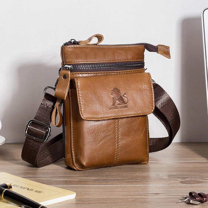 Męska Torba Crossbody Z Prawdziwej Skóry Multi-carry Torba Ze Skóry Bydlęcej