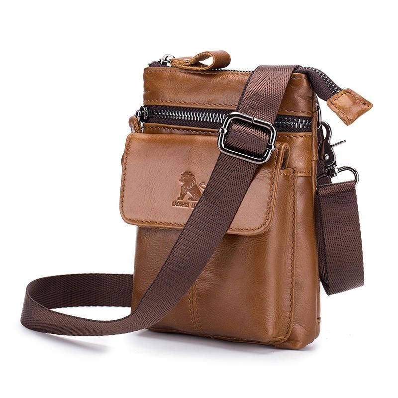 Męska Torba Crossbody Z Prawdziwej Skóry Multi-carry Torba Ze Skóry Bydlęcej