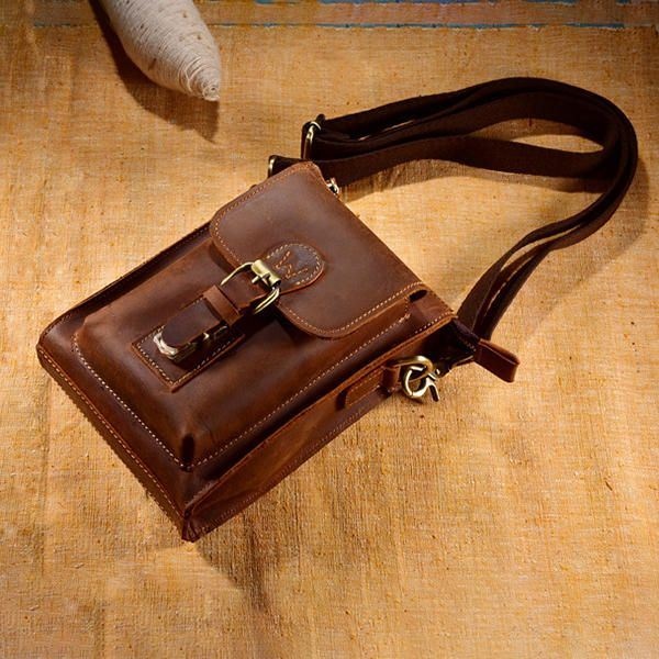 Męska Torba Na Jedno Ramię Z Prawdziwej Skóry W Stylu Vintage Causal Bag