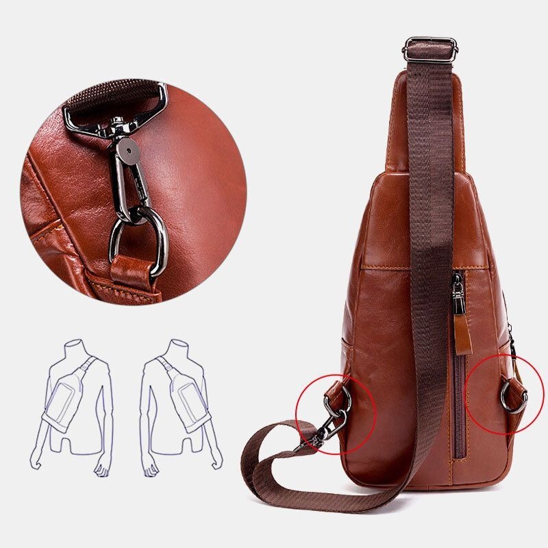 Męska Torba Na Klatkę Piersiową Z Prawdziwej Skóry Torba Na Ramię Torba Crossbody Pierwsza Warstwa Trend Modna Torba