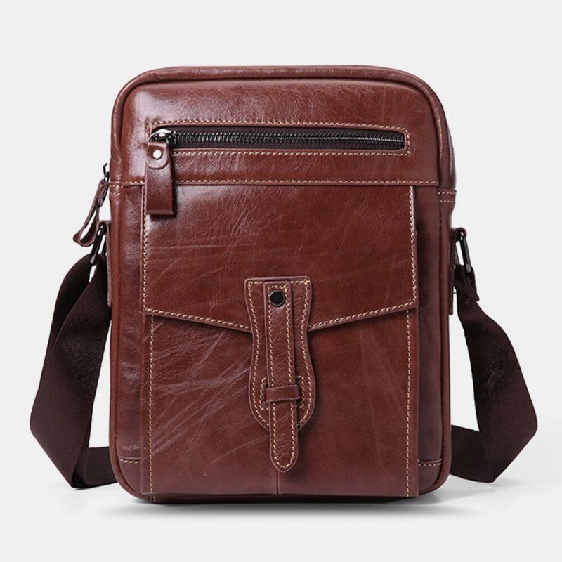 Męska Torba Na Ramię Z Prawdziwej Skóry O Dużej Pojemności Vintage Business Crossbody Bag