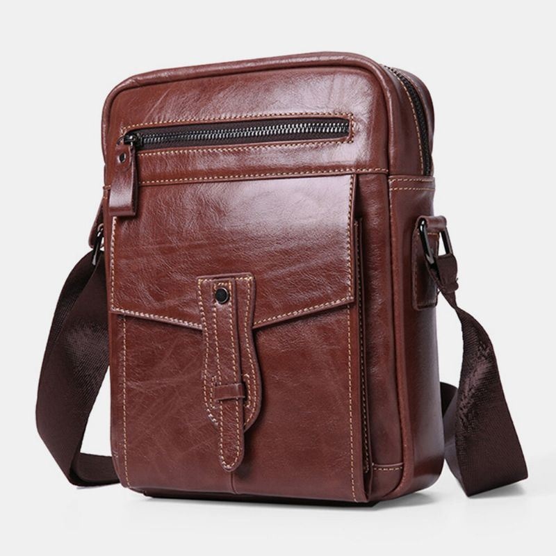 Męska Torba Na Ramię Z Prawdziwej Skóry O Dużej Pojemności Vintage Business Crossbody Bag