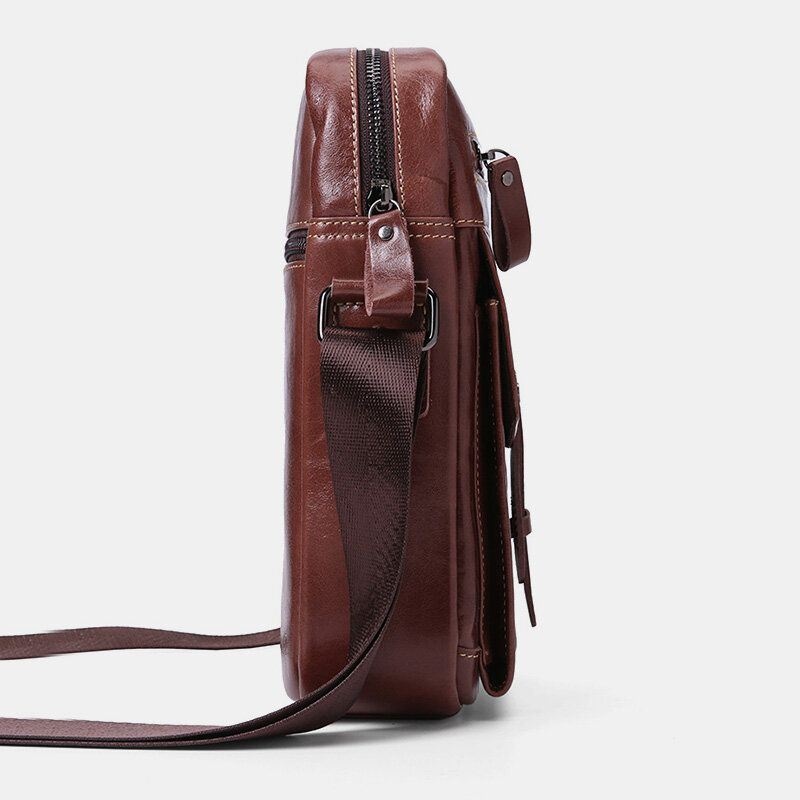 Męska Torba Na Ramię Z Prawdziwej Skóry O Dużej Pojemności Vintage Business Crossbody Bag