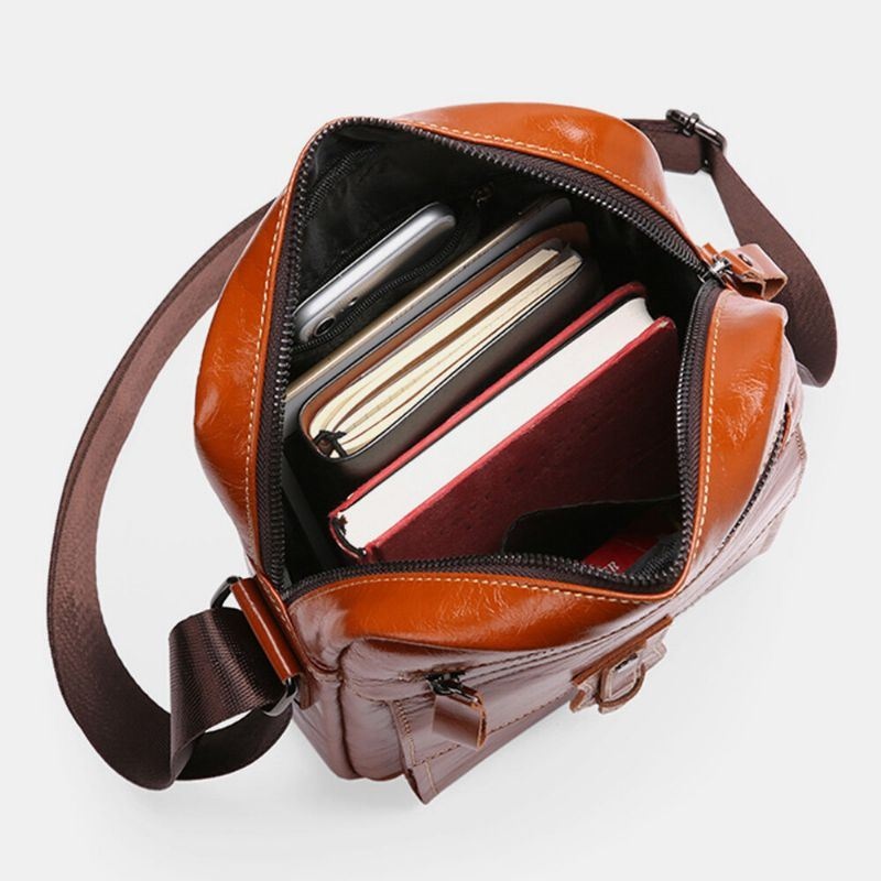 Męska Torba Na Ramię Z Prawdziwej Skóry O Dużej Pojemności Vintage Business Crossbody Bag