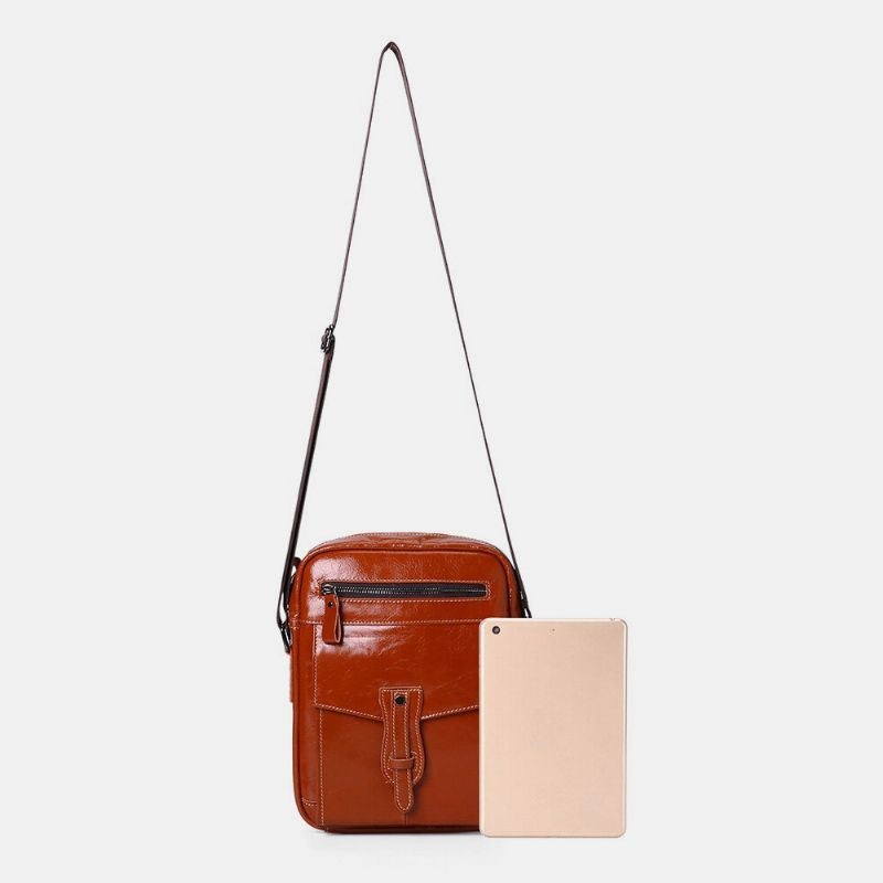 Męska Torba Na Ramię Z Prawdziwej Skóry O Dużej Pojemności Vintage Business Crossbody Bag