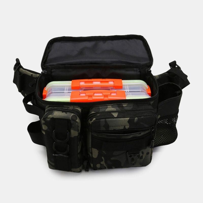 Męska Torba Na Ryby Multi-kieszeni Outdoor Tactical Bag Crossbody Bag Torba Biodrowa Oxford Camo Pattern