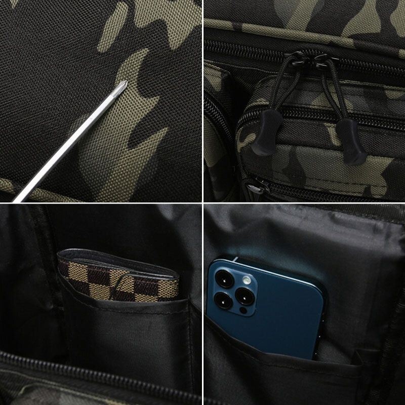 Męska Torba Na Ryby Multi-kieszeni Outdoor Tactical Bag Crossbody Bag Torba Biodrowa Oxford Camo Pattern