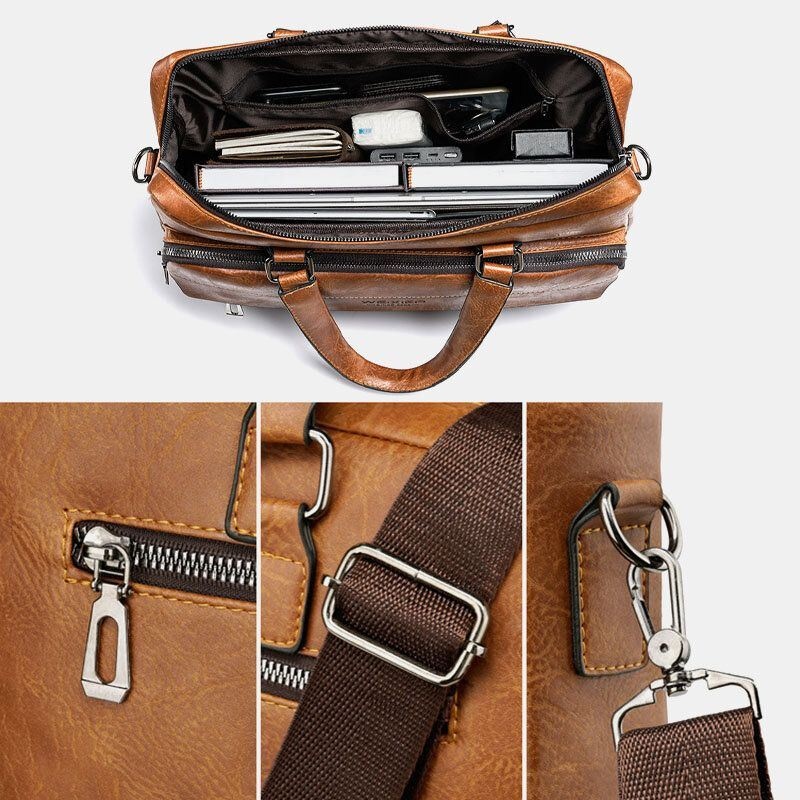 Męska Torba O Dużej Pojemności Vintage 13 Cal Torba Na Komputer Torba Crossbody Torby Torba Na Ramię Teczka