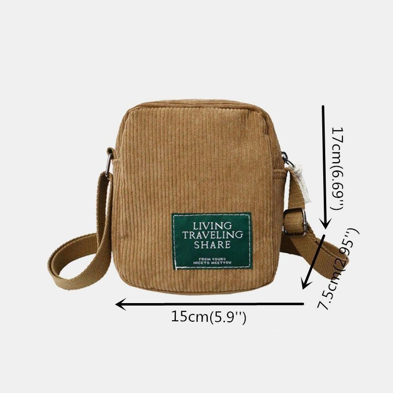 Męska Torba Sztruksowa Unisex Retro Mini Uniwersalna Torba Na Telefon Na Zewnątrz Torba Na Ramię Crossbody