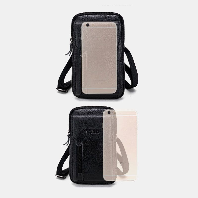 Męska Torba Z Prawdziwej Skóry 6.3 Cala Na Telefon Z Paskiem Torba Crossbody