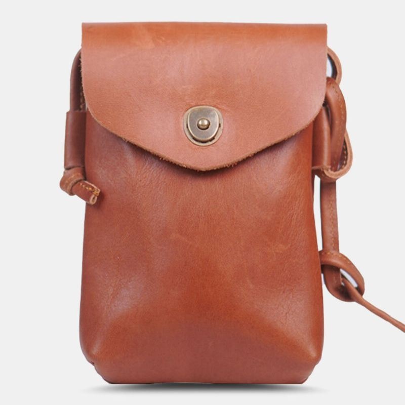 Męska Torba Z Prawdziwej Skóry 6.5 Cala Torba Na Telefon Przenośna Wodoodporna Torba Crossbody Torba Na Ramię