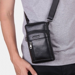 Męska Torba Z Prawdziwej Skóry 6.5 Cala W Stylu Retro Na Telefon Torba Na Pasek Torba Crossbody