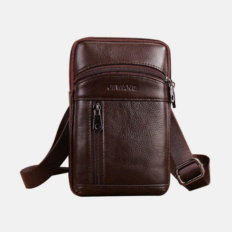 Męska Torba Z Prawdziwej Skóry 6.5 Cala W Stylu Retro Na Telefon Torba Na Pasek Torba Crossbody