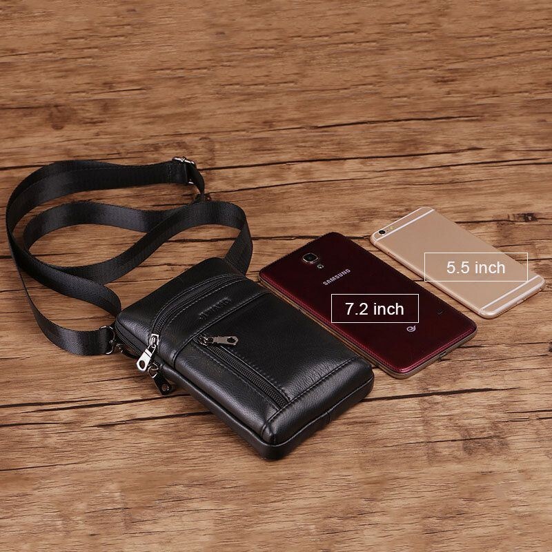 Męska Torba Z Prawdziwej Skóry 6.5 Cala W Stylu Retro Na Telefon Torba Na Pasek Torba Crossbody