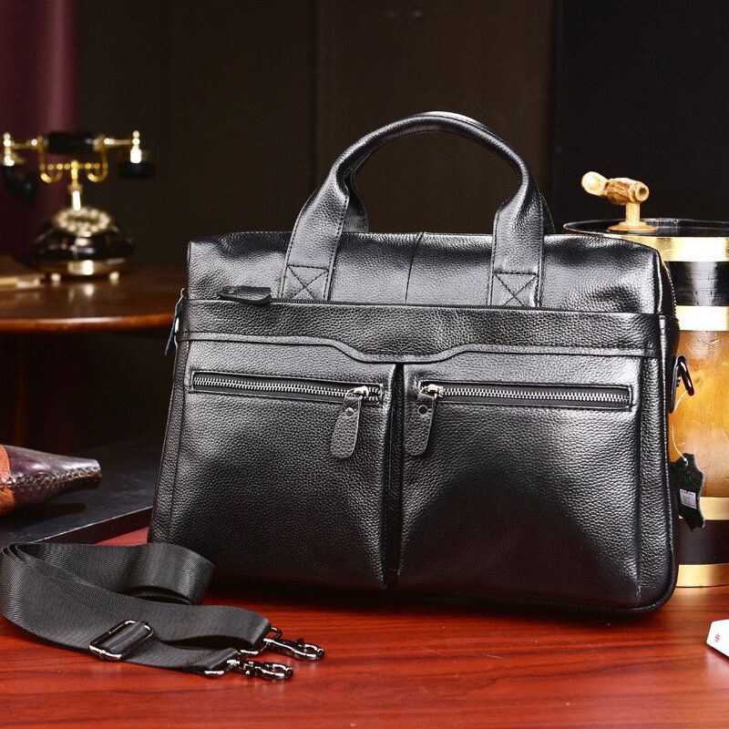 Męska Torba Z Prawdziwej Skóry Business Multi-carry 14-calowa Torba Na Laptopa Aktówka Torba Crossbody Torba Na Ramię