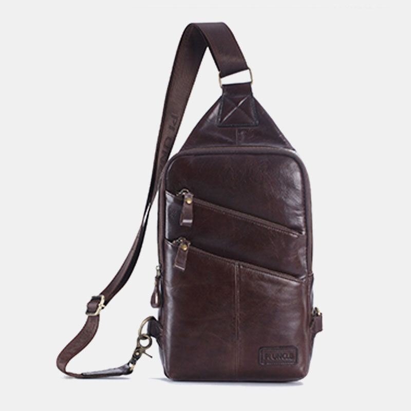 Męska Torba Z Prawdziwej Skóry Na Co Dzień Business Crossbody Torba Na Klatkę Piersiową Outdoor