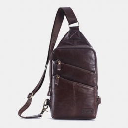 Męska Torba Z Prawdziwej Skóry Na Co Dzień Business Crossbody Torba Na Klatkę Piersiową Outdoor