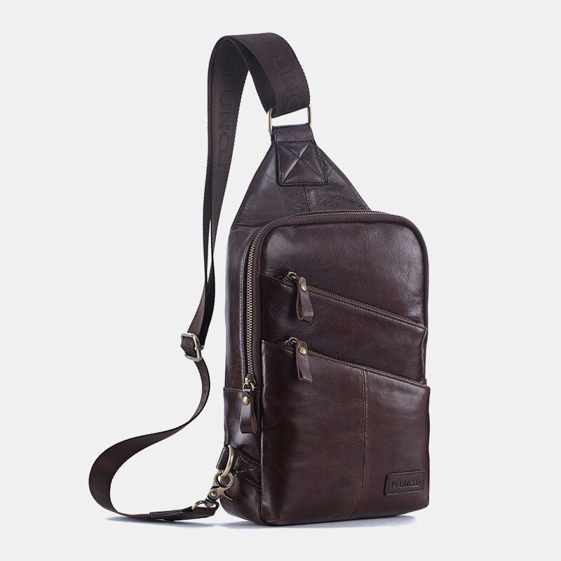 Męska Torba Z Prawdziwej Skóry Na Co Dzień Business Crossbody Torba Na Klatkę Piersiową Outdoor