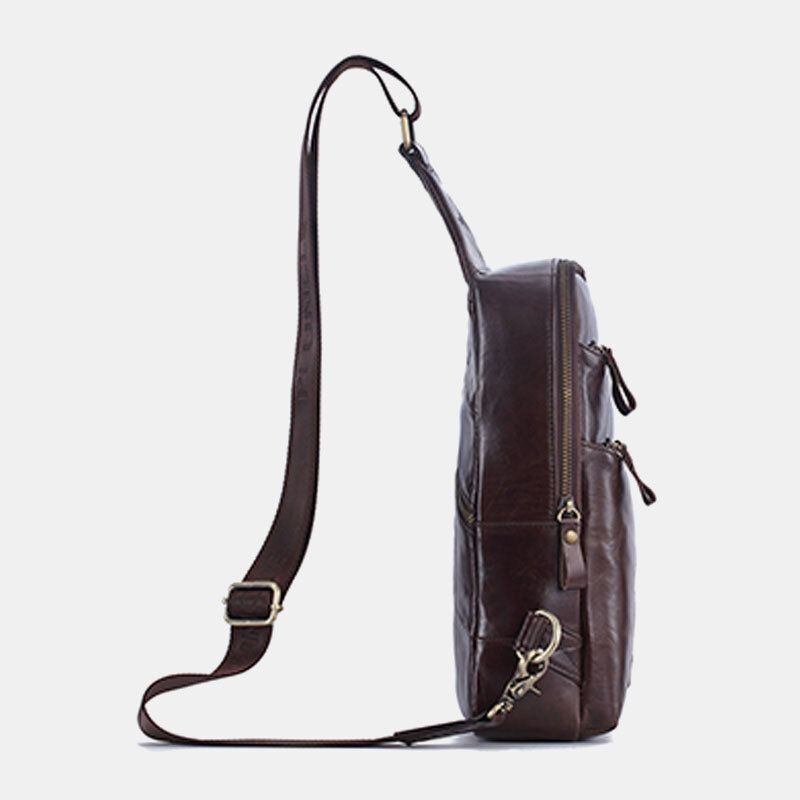 Męska Torba Z Prawdziwej Skóry Na Co Dzień Business Crossbody Torba Na Klatkę Piersiową Outdoor