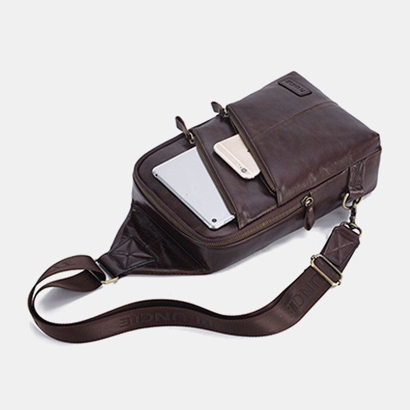 Męska Torba Z Prawdziwej Skóry Na Co Dzień Business Crossbody Torba Na Klatkę Piersiową Outdoor