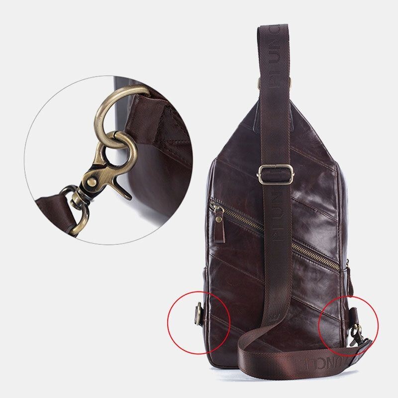 Męska Torba Z Prawdziwej Skóry Na Co Dzień Business Crossbody Torba Na Klatkę Piersiową Outdoor