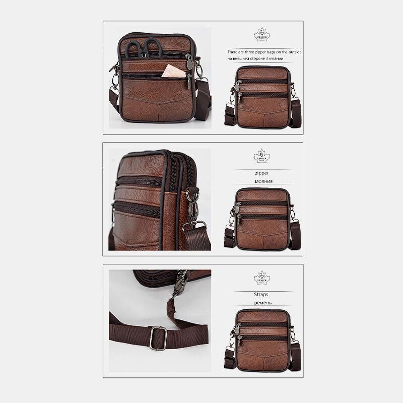 Męska Torba Z Prawdziwej Skóry O Dużej Pojemności Business Multi-carry Crossbody Bag