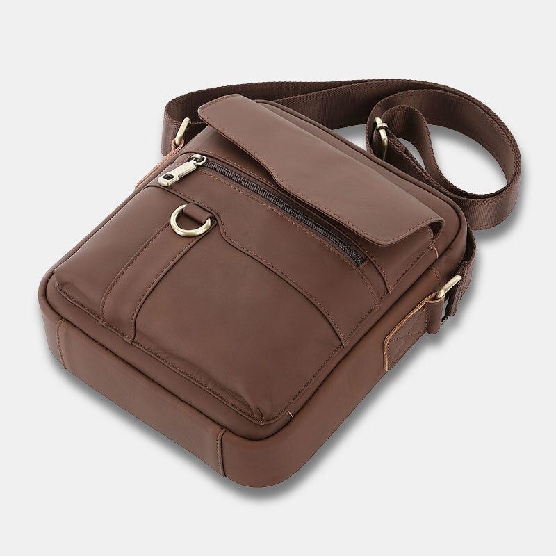 Męska Torba Z Prawdziwej Skóry O Dużej Pojemności Vintage Casual 6.5-calowa Torba Na Telefon Torba Crossbody Torba Na Ramię Torba Kurierska