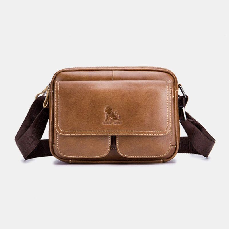 Męska Torba Z Prawdziwej Skóry O Dużej Pojemności Z Wieloma Kieszeniami Antykradzieżowa Torba W Stylu Vintage Crossbody Torba Na Ramię Ze Skóry Bydlęcej