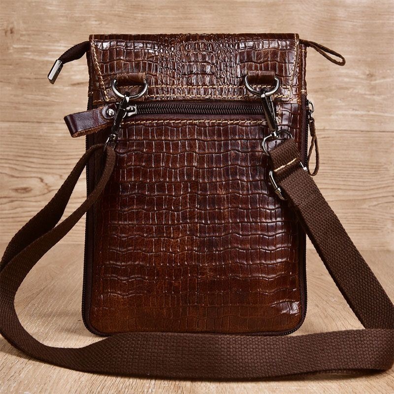 Męska Torba Z Prawdziwej Skóry Odporna Na Zużycie Krokodylowa Tekstura Casualowa Torba Na Ramię Crossbody