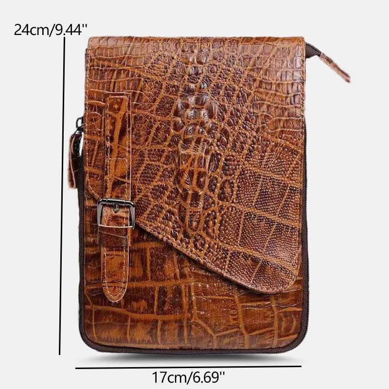 Męska Torba Z Prawdziwej Skóry Odporna Na Zużycie Krokodylowa Tekstura Casualowa Torba Na Ramię Crossbody