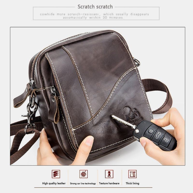 Męska Torba Z Prawdziwej Skóry Odporna Na Zużycie O Dużej Pojemności W Stylu Vintage Ze Skóry Wołowej Crossbody Torba Na Ramię Pojedyncza Torba