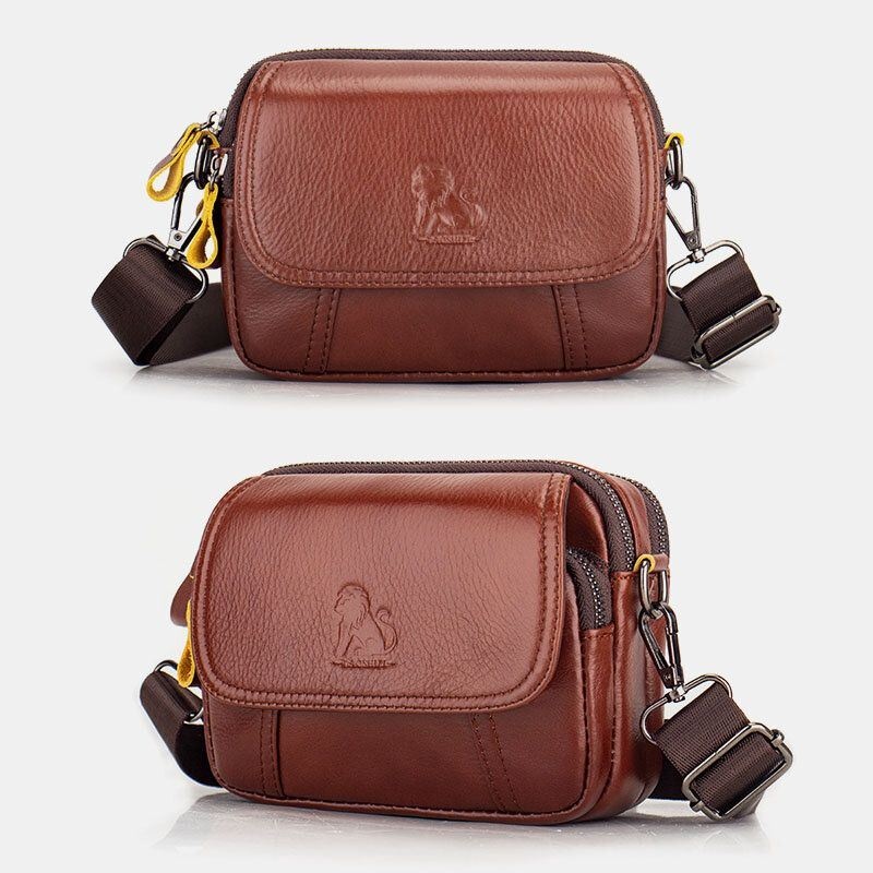 Męska Torba Z Prawdziwej Skóry Retro 7.5 Cala Torba Na Telefon Cross Body Torba Na Pasek Z Szlufką Na Pasek