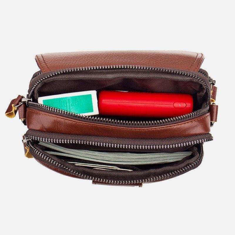 Męska Torba Z Prawdziwej Skóry Retro 7.5 Cala Torba Na Telefon Cross Body Torba Na Pasek Z Szlufką Na Pasek