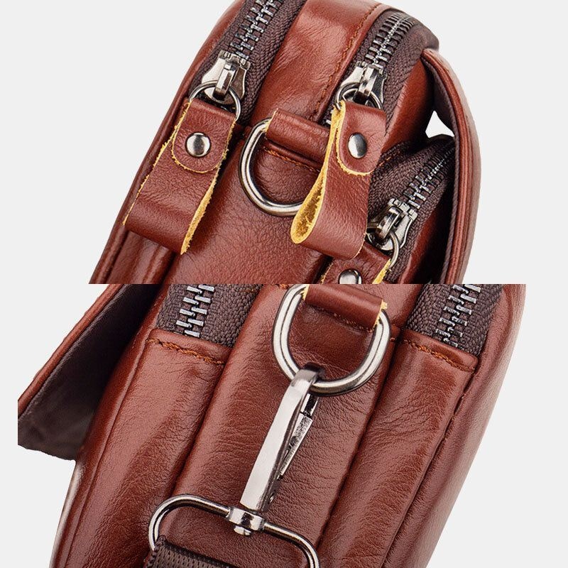 Męska Torba Z Prawdziwej Skóry Retro 7.5 Cala Torba Na Telefon Cross Body Torba Na Pasek Z Szlufką Na Pasek