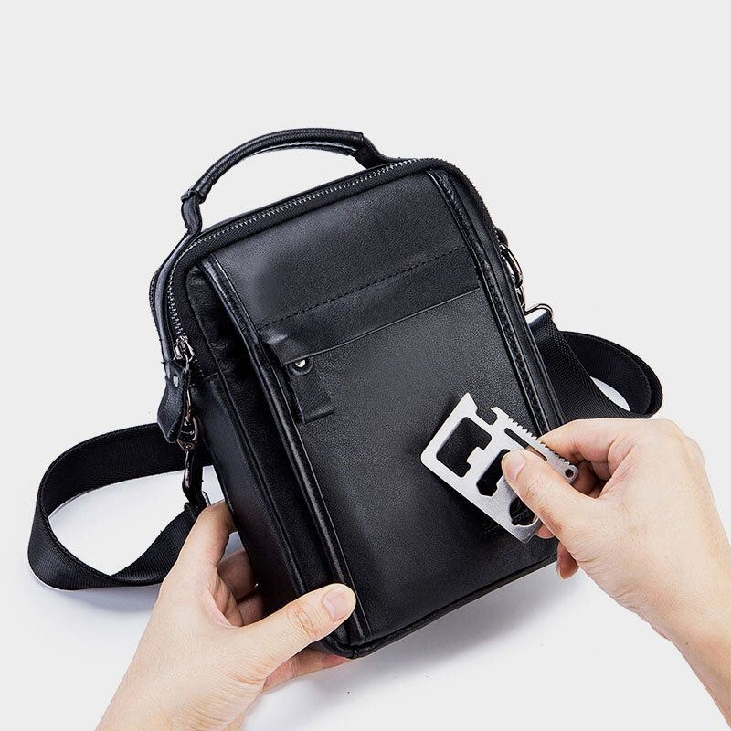 Męska Torba Z Prawdziwej Skóry Retro Business Mała Skórzana Torba Na Ramię Ze Skóry Bydlęcej Crossbody Bag