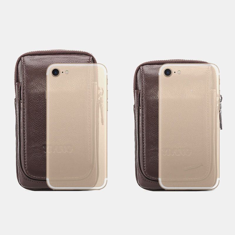 Męska Torba Z Prawdziwej Skóry Retro Multi-carry Mini Torba Na Telefon Torba Na Karty Torba Na Talię Torba Crossbody