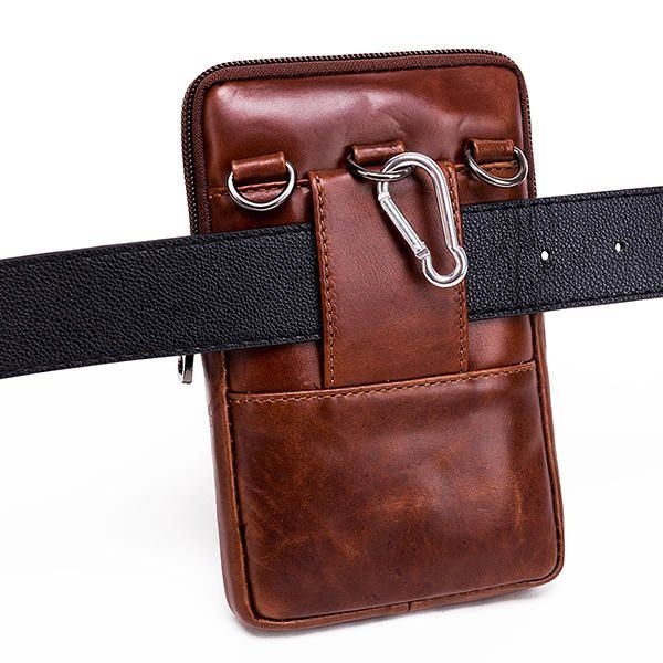 Męska Torba Z Prawdziwej Skóry W Stylu Vintage Torba Biznesowa Crossbody Torba Na Telefon Komórkowy Na 6-calowe Telefony